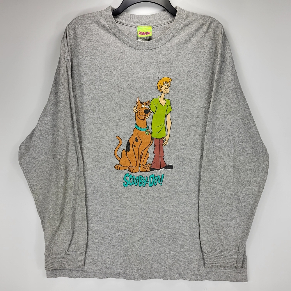 Scooby Doo Shaggy Vintage Y2K Long Sleeve TV Cartoon Promo Shirt Mens XL Gray